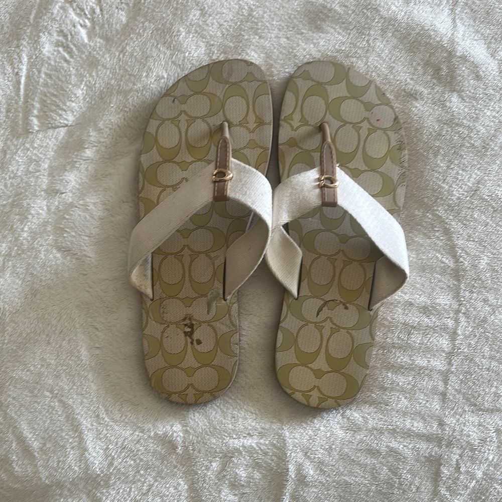 Coach Beige Flip Flops